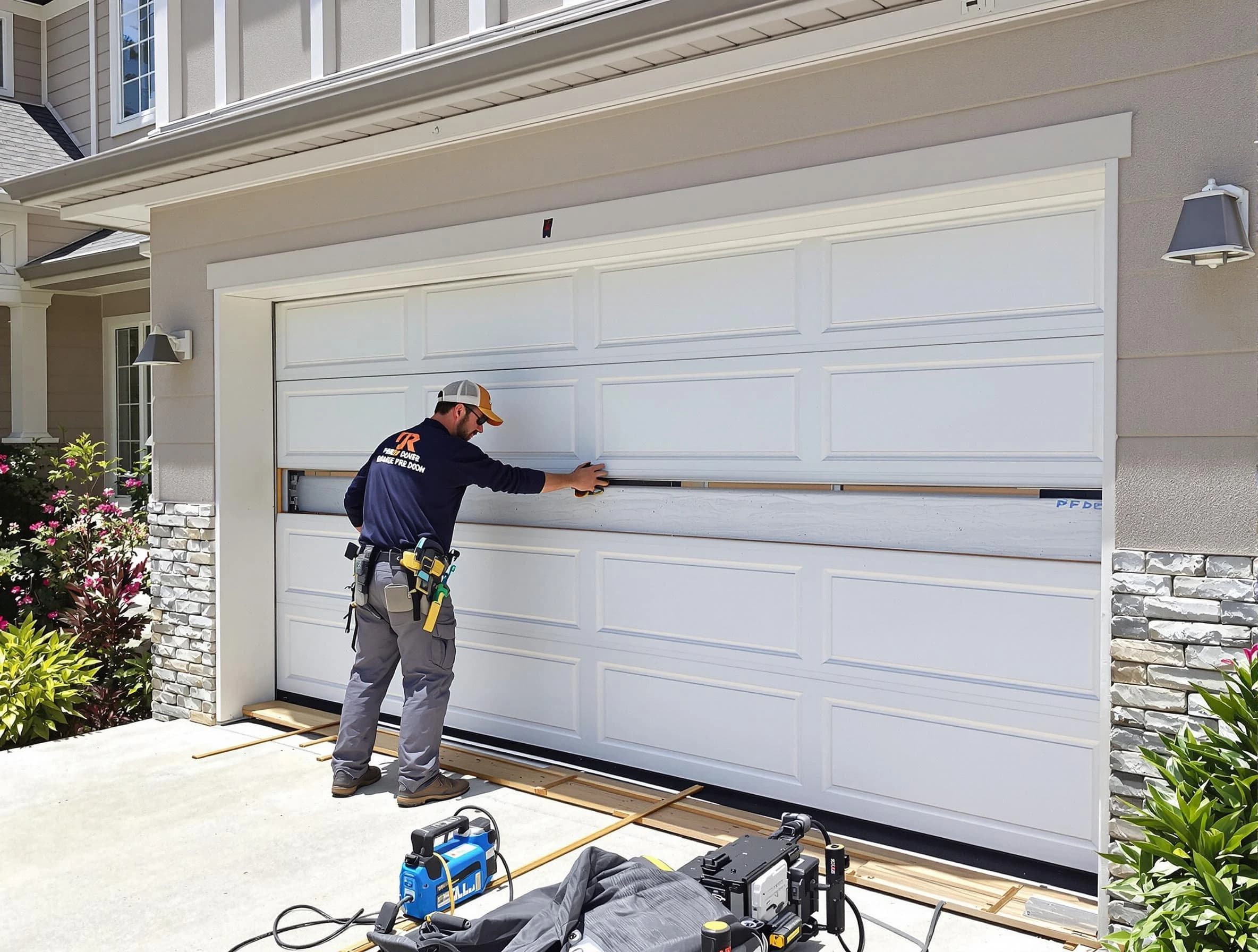 Monsey Garage Door Repair team performing complete garage door replacement at Monsey residence