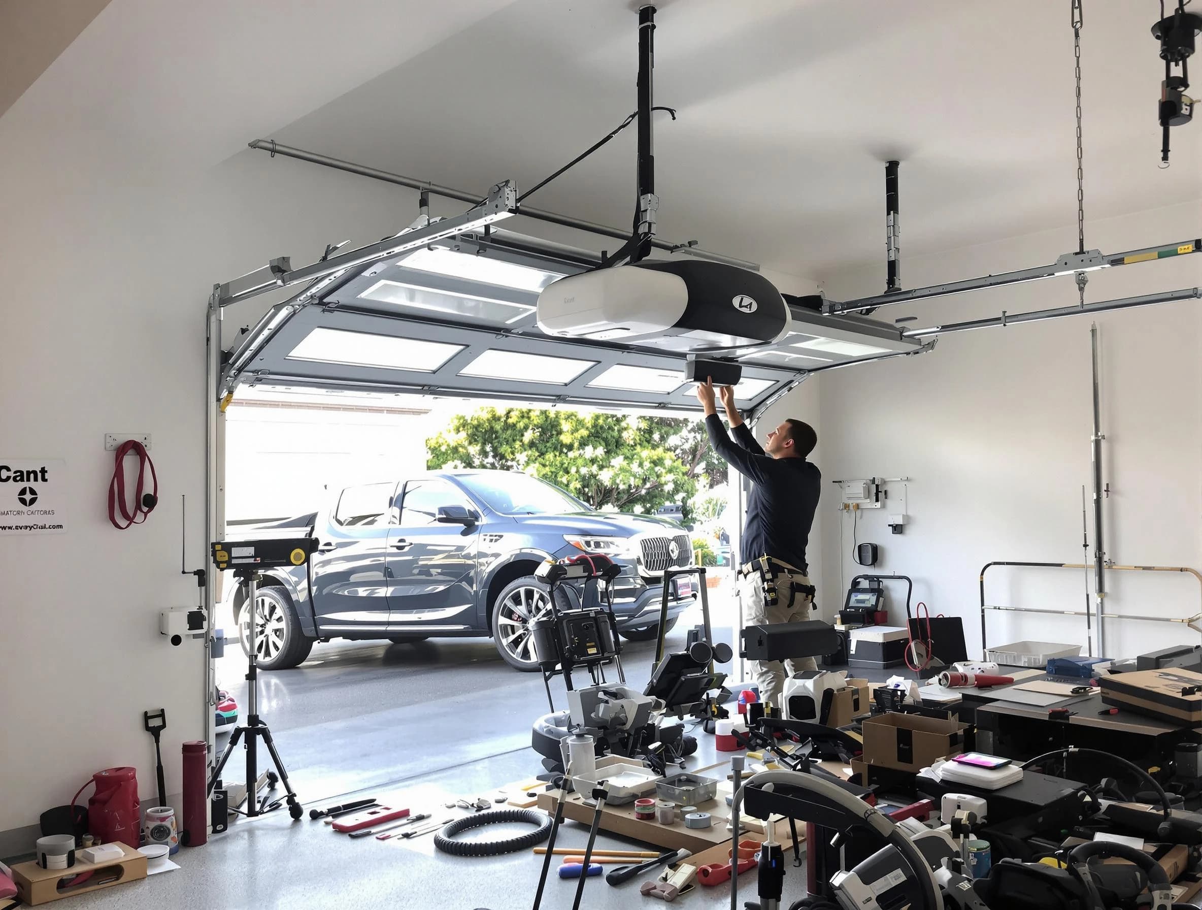 Monsey Garage Door Repair specialist installing smart garage door opener system in Monsey home