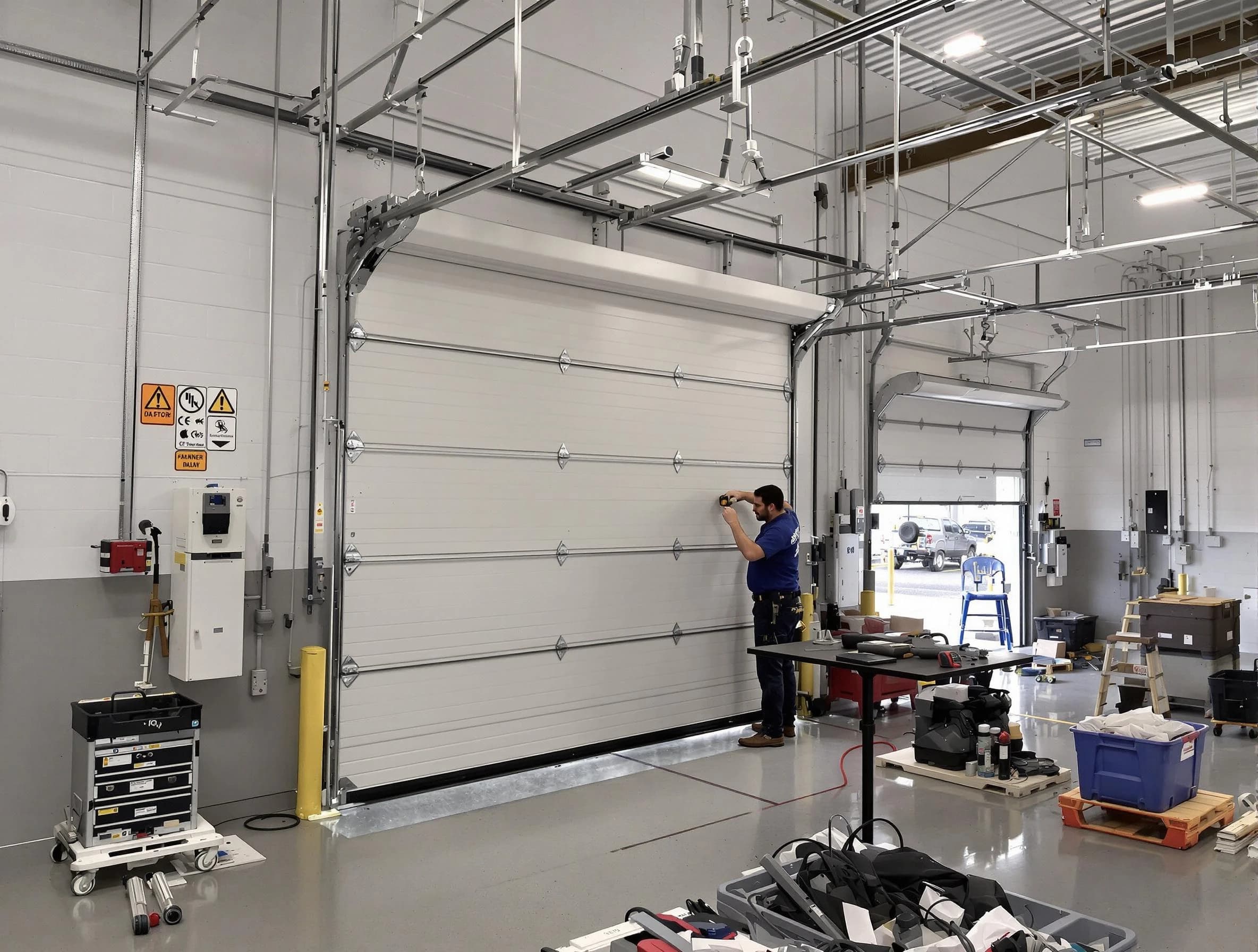 Commercial garage door repair being performed by Monsey Garage Door Repair expert in Monsey